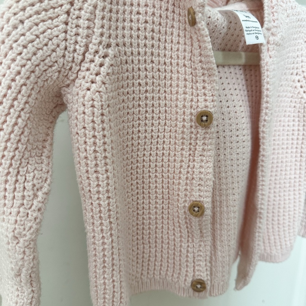 Light Pink Hooded Button Front Carter’s Baby Hooded Cardigan - 9 Months - Picture 2 of 5
